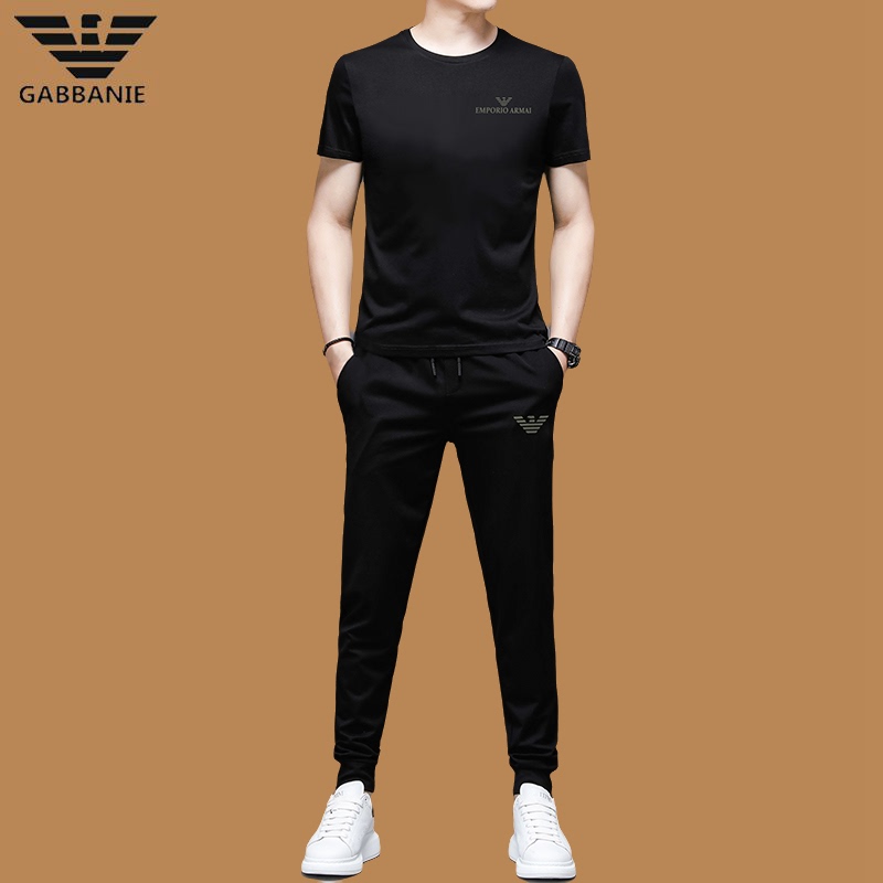 Brand Men's Clothing Genuine Chiaramania High-End Casual Sports Suit Men's Short-Sleeved T-Shirt Round Neck