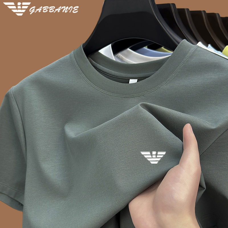 Qi Aniya Mercerized Cotton Short-Sleeved T-Shirt Men's Summer New Round Neck Pure Color Half-Sleeved T-Shirt Top Trendy