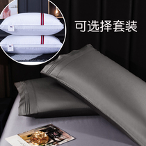 Gray pillowcase cotton single pillow set one pair of cotton gray pillow with pillowcase home Adult