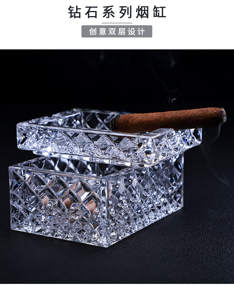 捷克进口BOHEMIA水晶玻璃烟灰缸 欧式家用防飞灰带盖高档烟灰缸-阿里巴巴