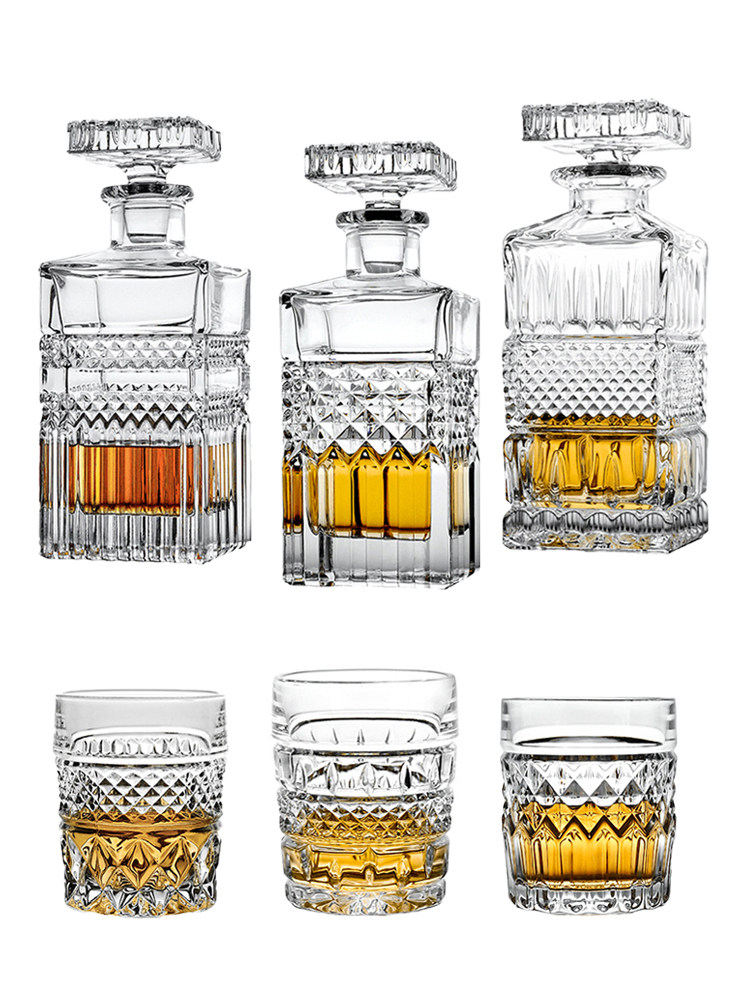 Czech style crystal glass whisky wine glass bottle set carved foreign wine glass spirit wine bottle