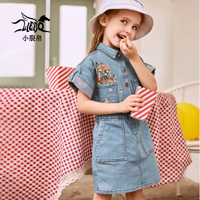 Chia quần áo trẻ em 2019 mùa thu mới cho trẻ em váy bé gái tay ngắn váy denim 56190176 - Váy