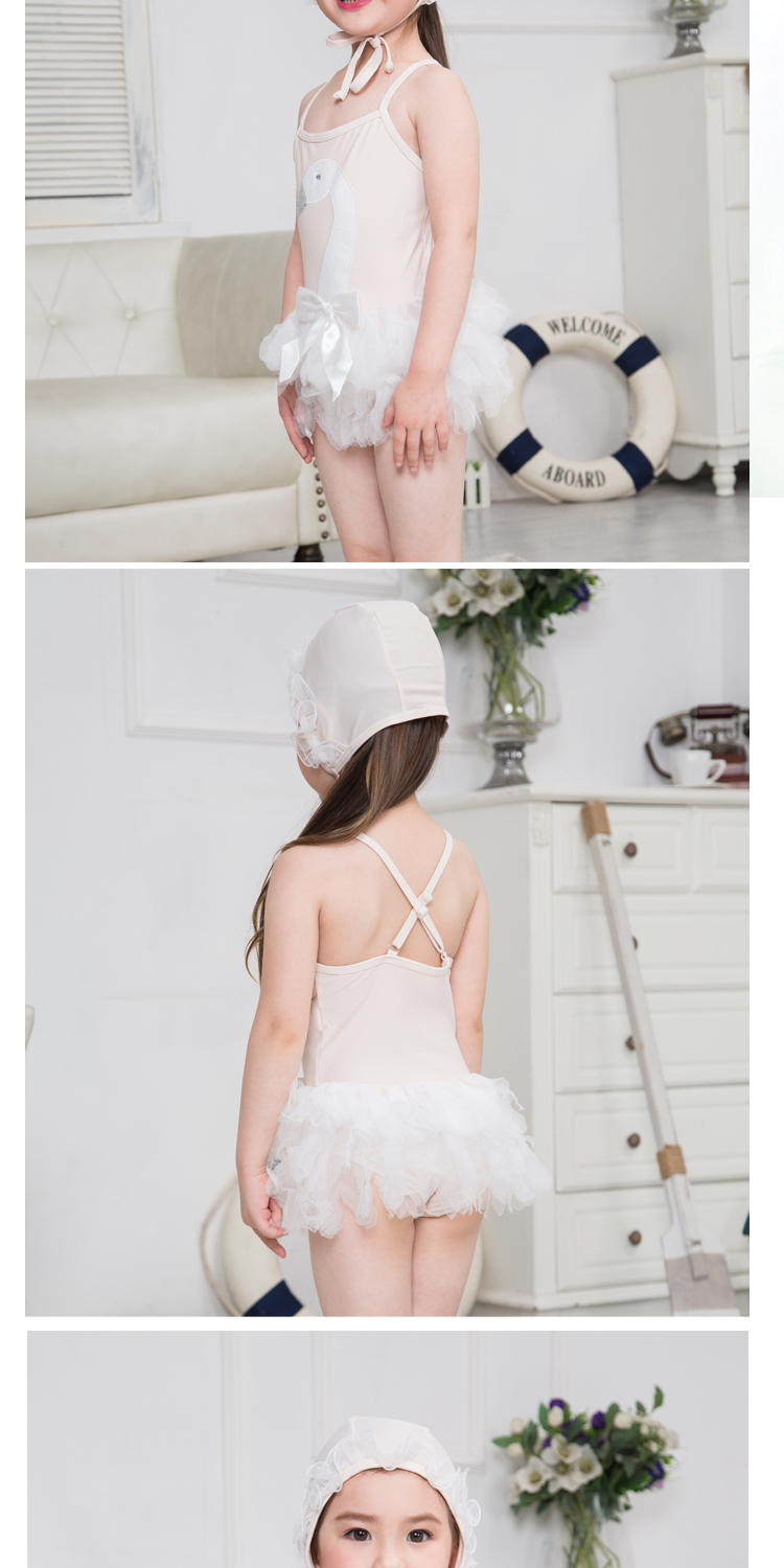 Đồ bơi cho bé gái Xiêm Dễ thương Đồ bơi thiên nga trắng đen Dễ thương cho bé gái Công chúa Baby Baby Đồ bơi đồ bơi trẻ em