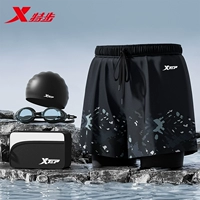 Черный принт [плавки + силиконовая шапочка + очки для плавания + сумка для плавания]