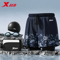 Темно-синий принт [плавки + силиконовая шапочка + очки для плавания + сумка для плавания]