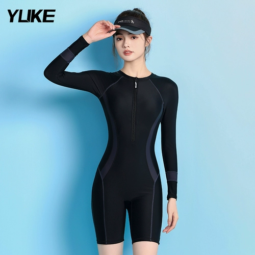 Женский купальник цельный консервативный боксерский угол 2025 года новый с длинными рукавами для гоночных тренировок летний бассейн профессиональная одежда горячие источники