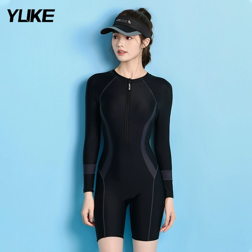 Женский купальник цельный консервативный боксерский угол 2025 года новый с длинными рукавами для гоночных тренировок летний бассейн профессиональная одежда горячие источники