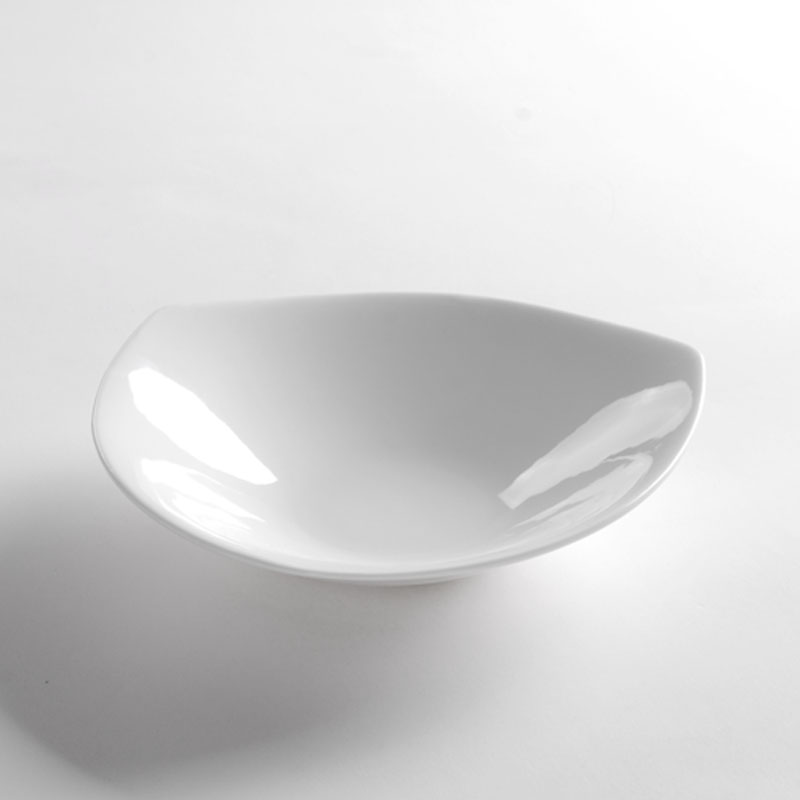 Le diffuse, round foot triangle bowl - salad bowl hotel ceramic tableware pure white triangle shaped deep Fried dishes