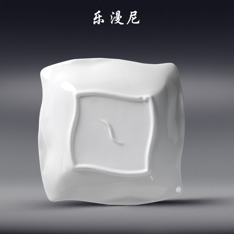 Le diffuse, diamond, square corner deep dish - cooking hot plate of pure white club with special - shaped ceramic tableware