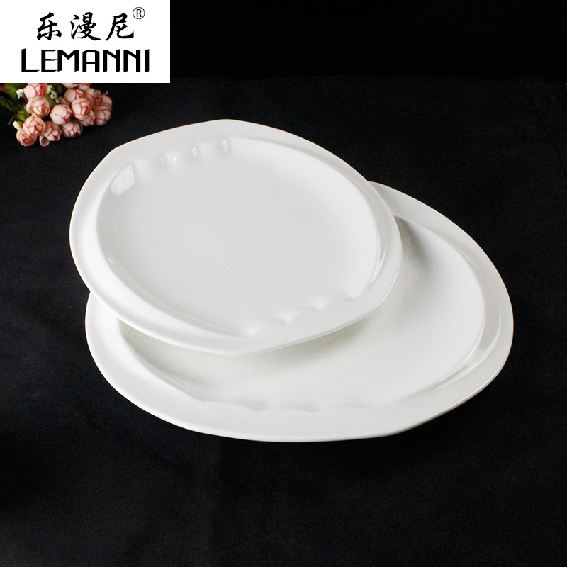 Le diffuse, the lantern tray - hot food cooking plate of cold dish special pure white ceramic tableware plate disc household hotel