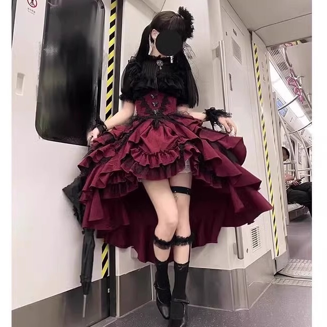 Nightingale Girl Lolita Princess Dress Halloween Christmas Cosplay Dress Waist-Slimming Gothic Style Outfit