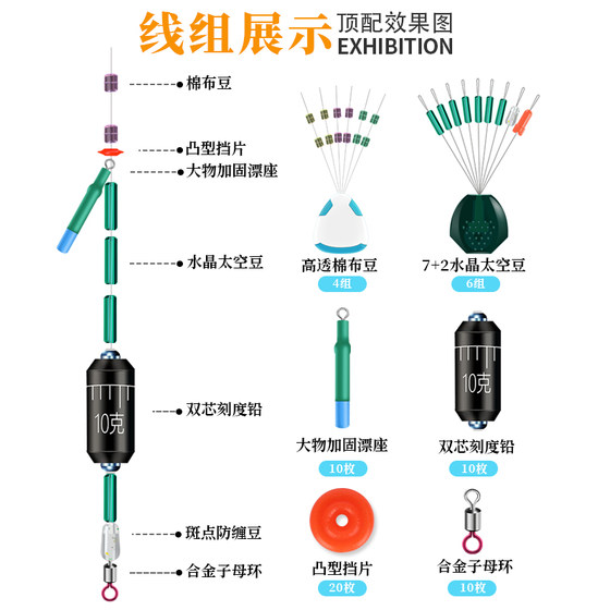 Fishing Tackle Set for Lure Fishing, Complete Set of Space Beans, Long-Distance Casting Rod, Fishing Float Line Set, Accessories