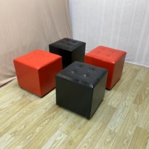 Oil Wax Peau Style Small Square Bench Leather Mound Home Change Shoes Bench Ktv Try Dressing Room Living Room Tea Table Real Leather Sofa stool round