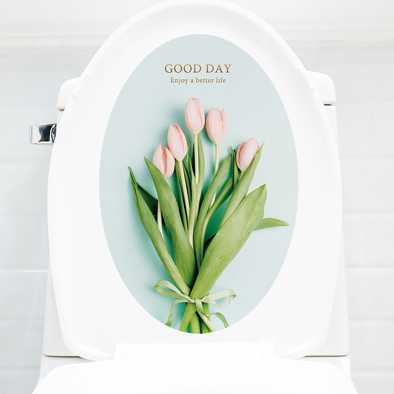 Toilet toilet toilet Toilet Decoration Sticker Wall Sticker Painted Tile Waterproof Self-Adhesive Wallpaper Paste Bathroom Small Clear New Green Plant-Taobao