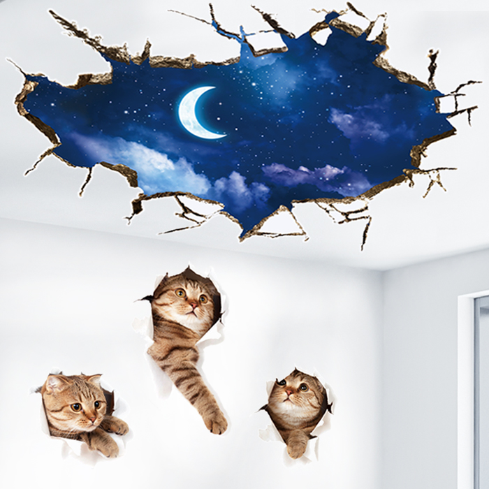 3D stereo vision wall stickers Living room bedroom bathroom floor stickers Self-adhesive waterproof stickers stickers wallpaper wall decoration