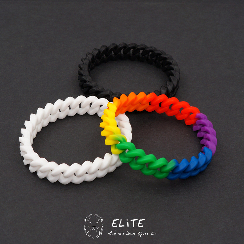 Rainbow Bracelet Europe and America colorful black and white hollow bracelet tide men fashion personality spark silicone wrist