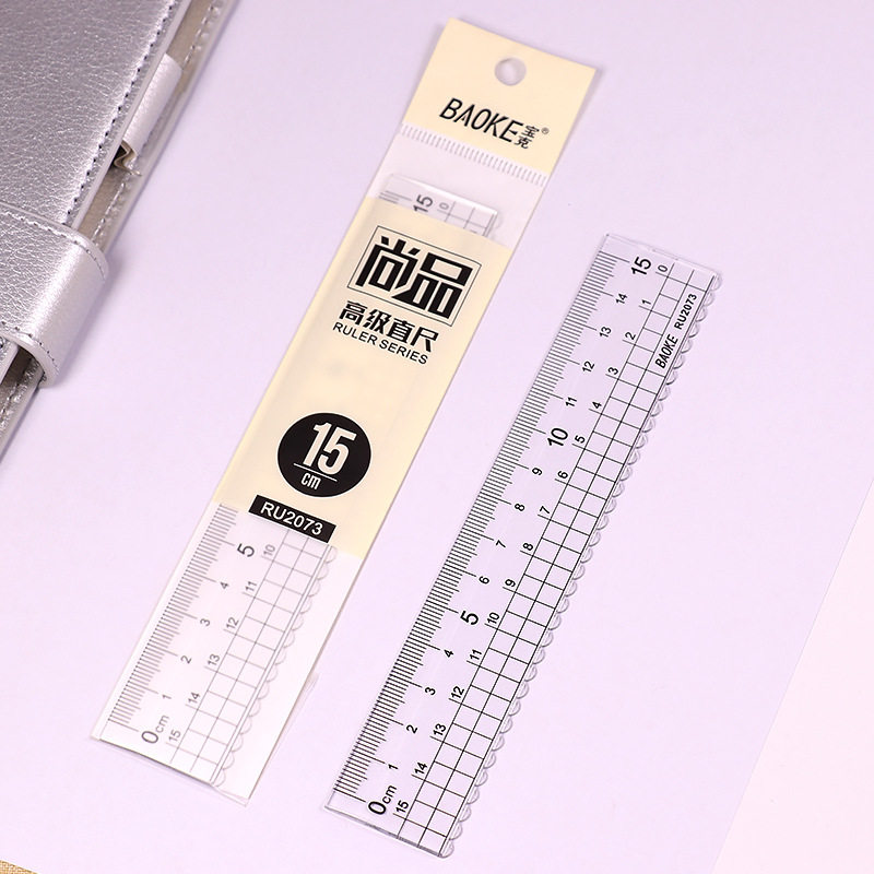 Bauck Shanging 2073 simple transparent and straight foot 15 cm without printing stationery ruler of plastic ruler