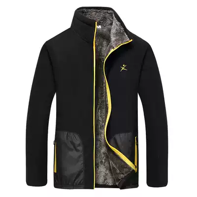 Autumn and winter fleece men's fleece jacket fashion thick T-shirt cardigan plus velvet thickened warm outdoor assault jacket liner