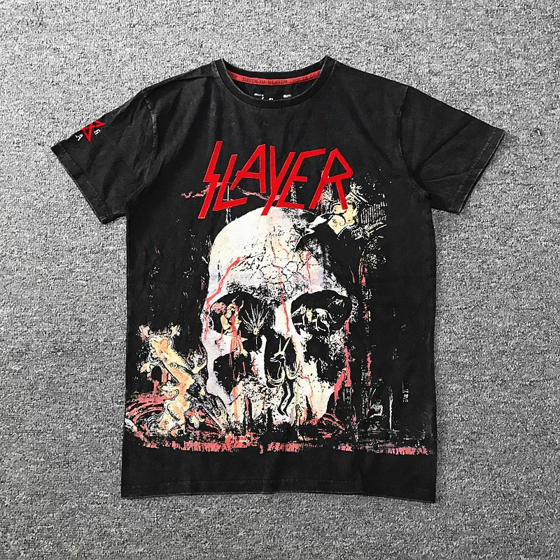 SLAYER Southern Paradise EM.P Европейская версия истинной печати водяной стирки футболка с коротким рукавом