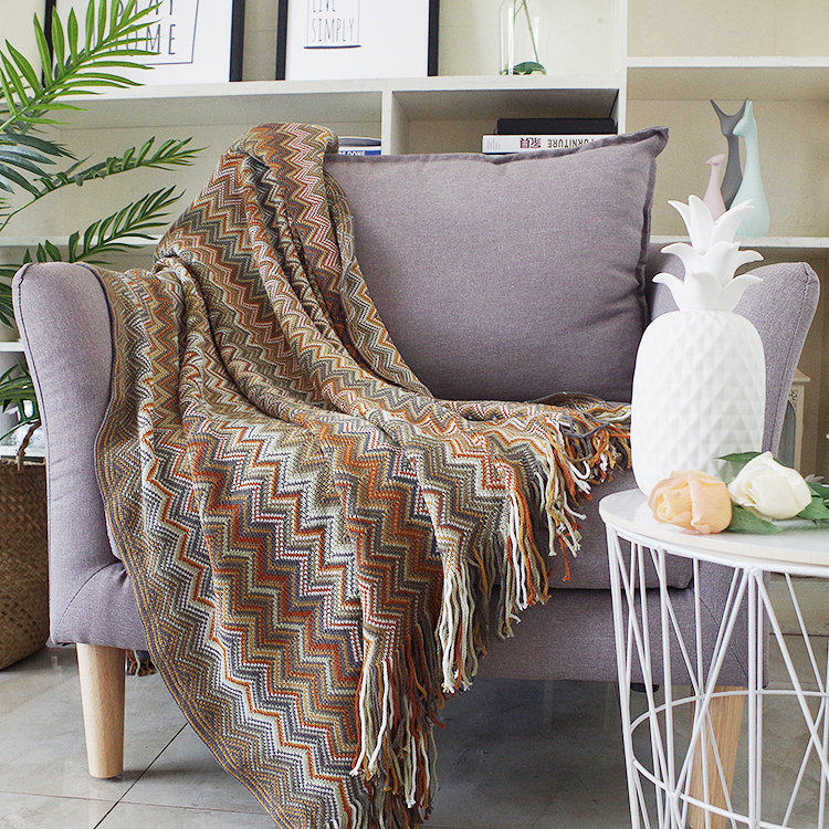 Bohemian Leisure cover Blanket Decoration Sofa full cover Towel-Like Interbed Tail Blanket Soft Flow Suins