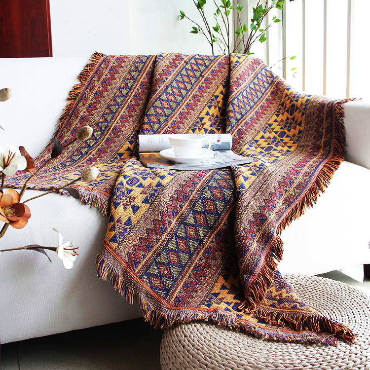  Sofa Cushion Sofa Cover/Blanket Dust Cover Full Cover Cotton Thread Blanket Non-Slip Thickened Bohemian Style