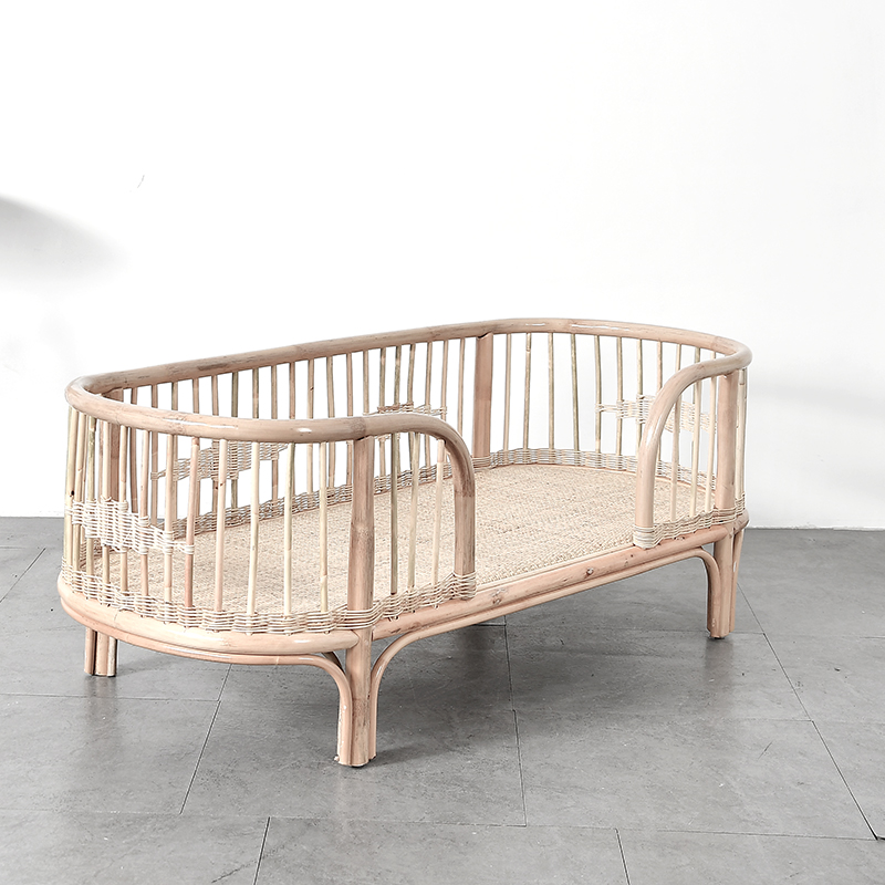 Nordic Rattan children's rattan bed Kindergarten lunch break bed shop Baby rattan bed Photo studio set up a photo of the child bed