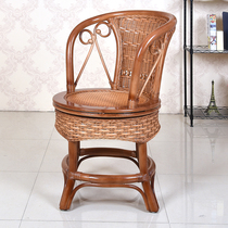 Solid wood rattan computer chair Leisure rattan chair Rattan swivel chair armchair Office boss chair Rattan chair Natural rattan