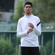 Football training uniform with long sleeve collar sleeve head half zipper knit Sport sweatshirt suction sweaty breathable team jersey custom