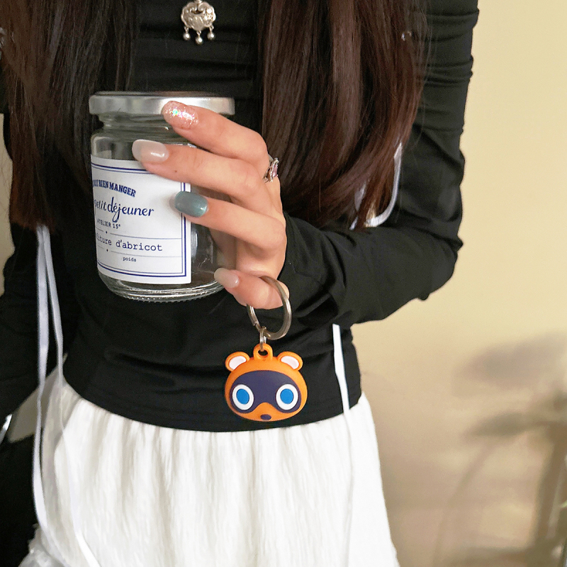 Suitable for Apple Airtag Anti-Lost Tracker Protective Case, Cute Donut Silicone Case, Keychain, Backpack Lanyard