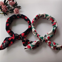 cotton linen garden scarves summer strawberry small square towels spring autumn printed scarves cotton hair with accessories crummy flowers large square towels