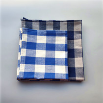 Mens blue plaid handkerchief with small square towels pure cotton minimalist wind meal cushion for sweating double-sided pure cotton yarn small handkerchief