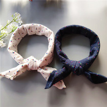 Blue crushed flower pure cotton cloth small square towels slim piece of scarf 100 lap printed decoration vintage art all cotton square towel scarves