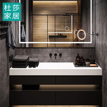 Nordic solid wood bathroom cabinet Net red rock board sink wash table cabinet combination light luxury bathroom wash basin