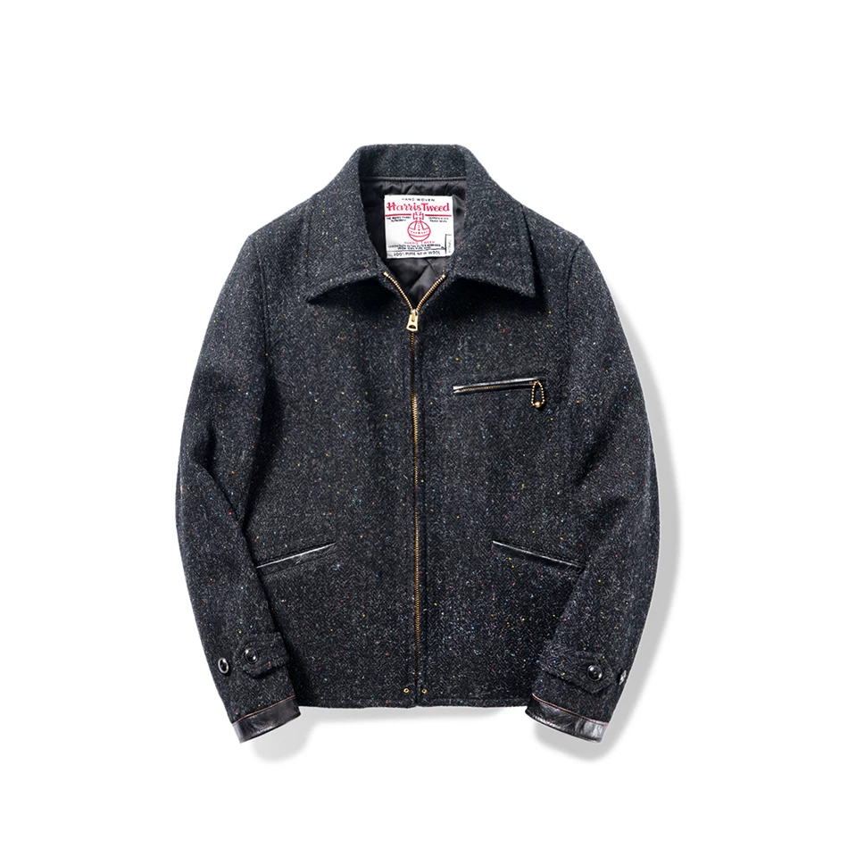 Пиджак винтажный из шерсти с твидом Хэррис, застежка-молния, Harris Tweed