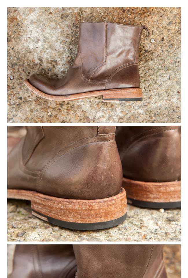 Джинсовые ретро кожаные короткие сапоги, из натуральной кожи 