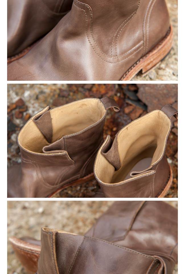 Джинсовые ретро кожаные короткие сапоги, из натуральной кожи 