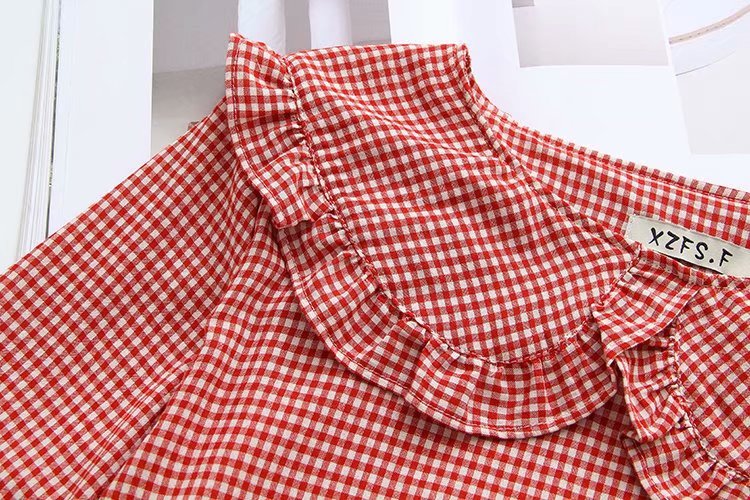 Cộng thêm phân bón XL nữ 18 mùa thu mới phiên bản Hàn Quốc mỏng và béo mm kẻ sọc dài tay áo sơ mi búp bê 200 kg áo khoác nữ de thương