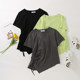 ເສື້ອຍືດຜ້າຝ້າຍຂອງແມ່ຍິງ Plus size 2022 summer new drawstring sweet and cool slimming pure cotton short-sleeved fashion T-shirt