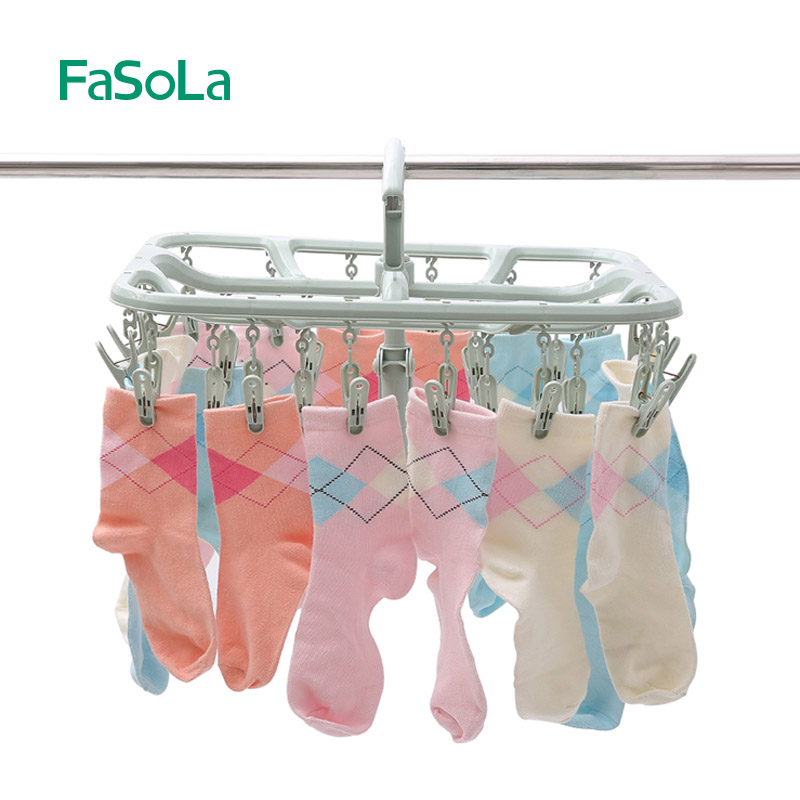 Fasola multi-use hanger plastic underwear rack baby clothes children's wind clip drying clothes rack