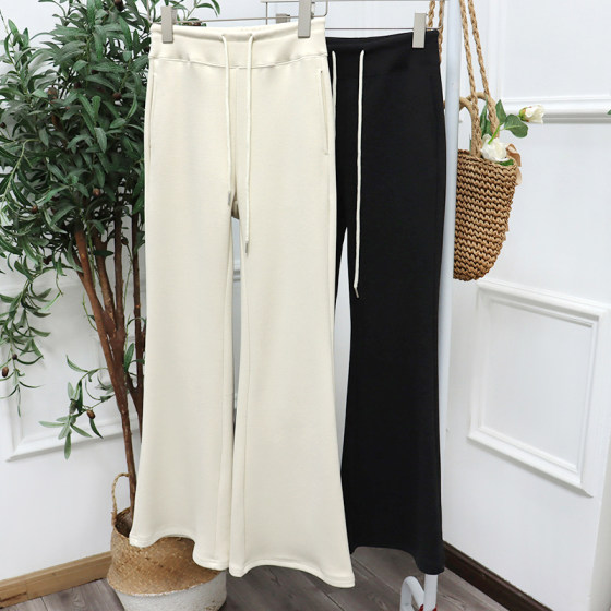 Free Shipping, Self-Retained for Autumn and Winter, Fleece-Lined and Thickened, Cloud-Like Feel, Slightly Flared Pants 3625
