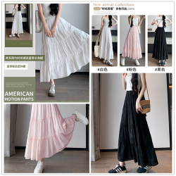 Spring/Summer Fairy Style Versatile and Practical Multi-Layered Pleated Elastic Waist Skirt 3 Colors 398