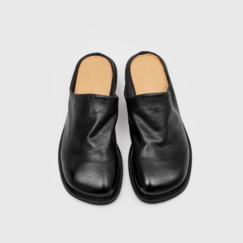 Old Money Style Half Slippers for Men, Thick-Soled Birkenstock Shoes, Height-Increasing Mules, Breathable Outdoor Slippers, Washable Casual Leather Shoes