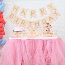 Macaron Pink Themed Birthday Party Decorations Disposable Tableware Birthday Labanner Paper Tray Cupsuit