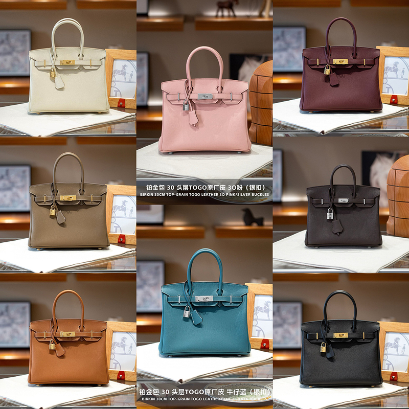 Strapless Togo Leather Birkin Bag Classic Genuine Leather Versatile Handbag Top Layer Cowhide Lock Buckle Fashion Handbag