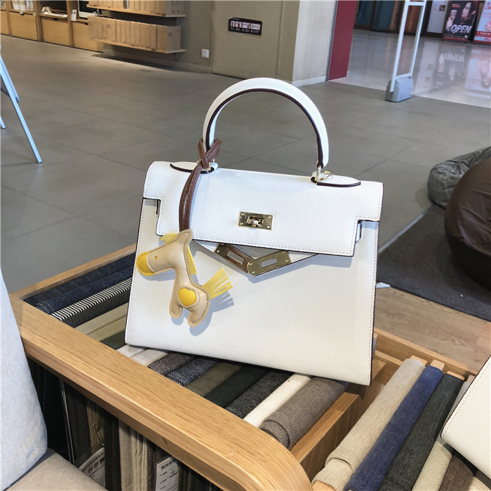 New palm print genuine leather Kelly bag ladies handbag fashion cowhide handbag shoulder bag diagonal small bag trendy