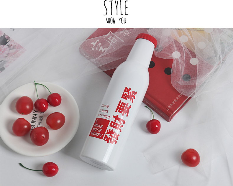 Vận may là chai bia chặt chẽ nam sinh viên phiên bản Hàn Quốc cá tính đơn giản theo xu hướng sáng tạo bình nước trẻ em