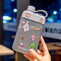 New flat water cup square boy children small water bottle flat girl pocket water bottle portable mini sports goods