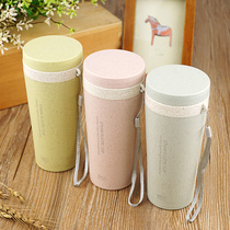 Korean creative wheat straw teacup Plastic male and female students portable water cup Korean version of simple personality handy cup