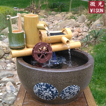 Jingdezhen ceramic fish tank bamboo flowing water filter water tank aquarium oxygen humidification decoration ecological ornaments