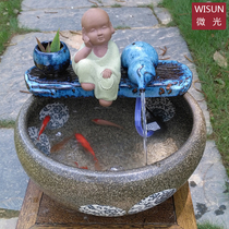 Ceramic fish tank flowing water ornaments living room fountain home feng shui goldfish tank desktop small Chinese style fortune raising fish Basin